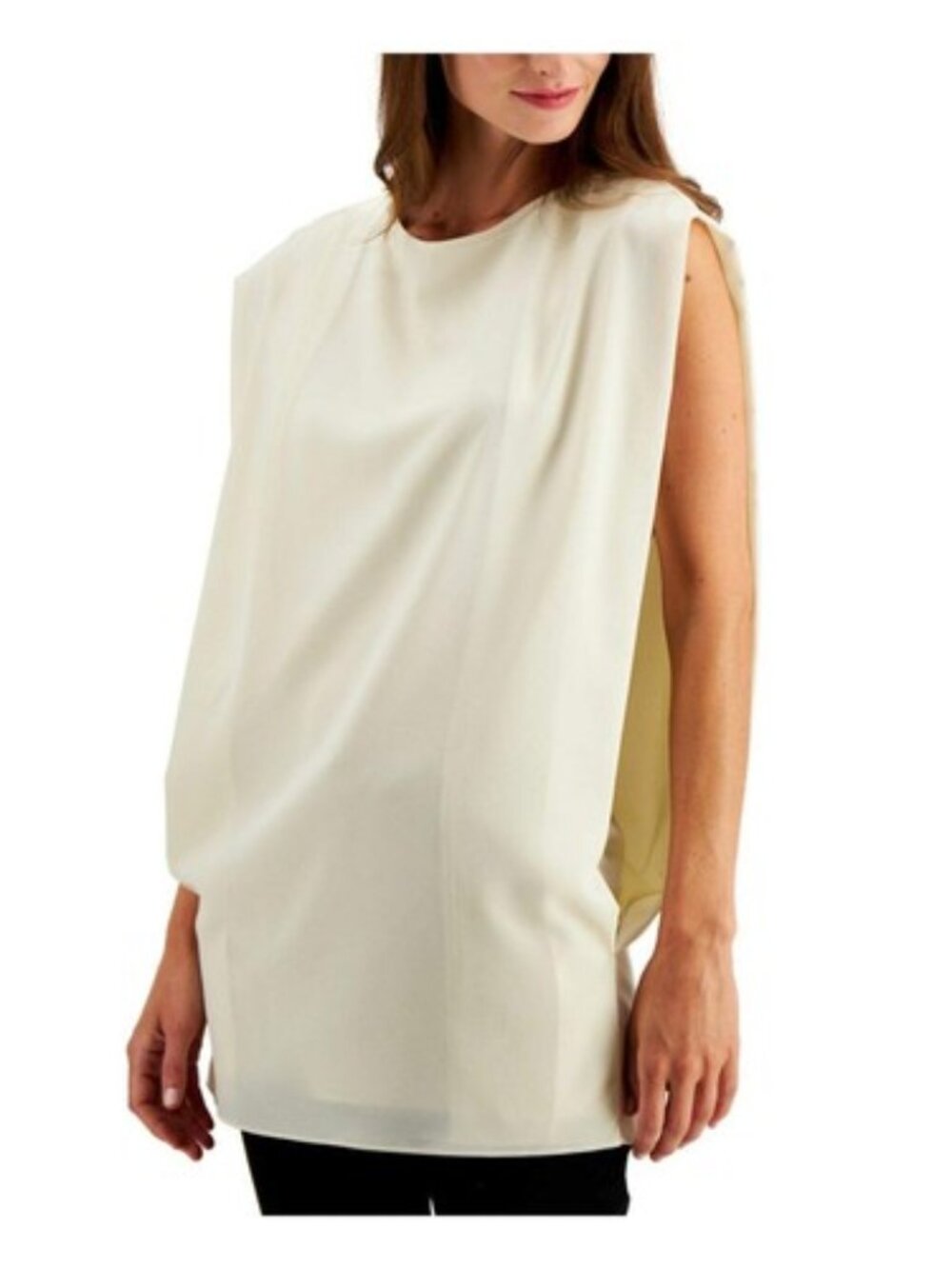 Alfani Ivory Sleeveless Jewel Neck Top